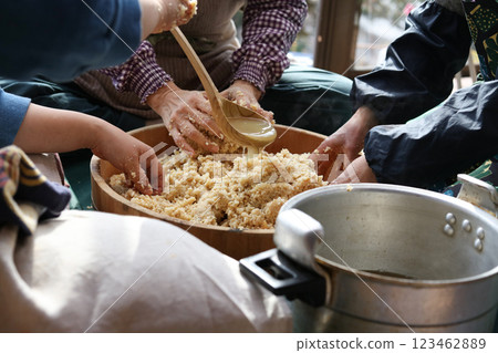 A woman making miso A woman making miso 123462889
