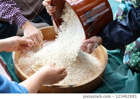A woman making miso A woman making miso 123462893