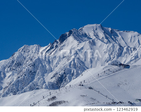 Ski resort and distant view of the Northern Alps, Hakuba Village, Nagano Prefecture 123462919