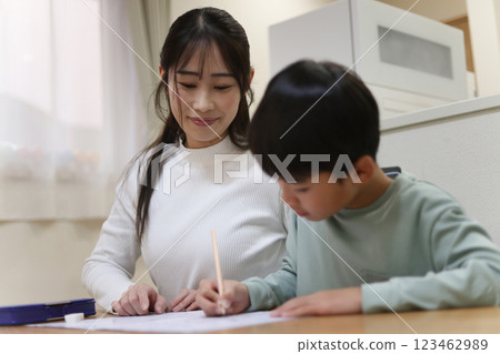 parent and child studying parent and child studying 123462989