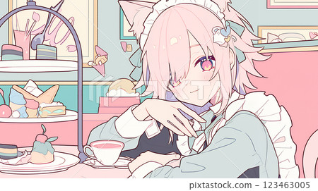 A girl with animal ears carrying tea 123463005