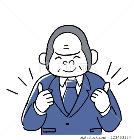 A middle-aged gorilla giving a thumbs up with both hands A middle-aged gorilla giving a thumbs up with both hands 123463154