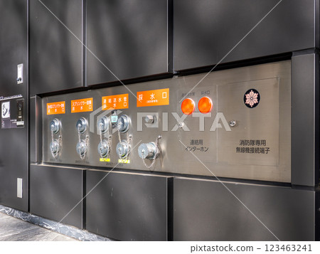 [Fire extinguishing equipment for high-rise buildings] Connected water pipe water inlet, sprinkler water inlet, water sampling inlet 123463241