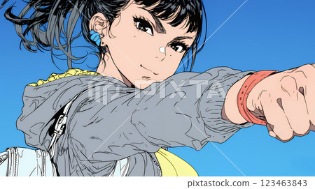 Young woman about to do a fist bump 123463843