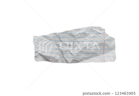 Wrinkled or crumpled lined white paper texture used as a white paper background texture in a design. 123463905