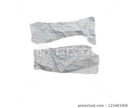 Wrinkled or crumpled lined white paper texture used as a white paper background texture in a design. 123463906
