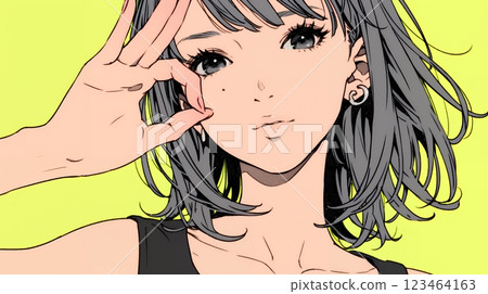 Young woman giving an OK sign 123464163