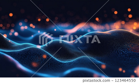 藍色波浪、抽象、向量、黑色背景 123464550