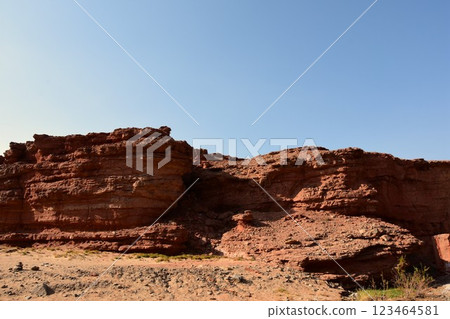 A canyon landscape formed by erosion and wind erosion 123464581