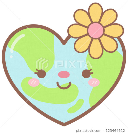 Cute Heart Shape Earth Day with Daisy Flower Cute Heart Shape Earth Day with Daisy Flower 123464612