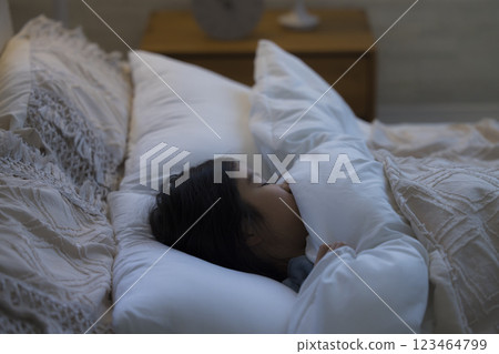elementary school girl sleeping in bed elementary school girl sleeping in bed 123464799