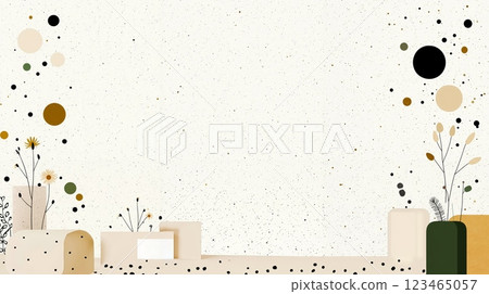 A white background with black and gold shapes and flowers A white background with black and gold shapes and flowers 123465057