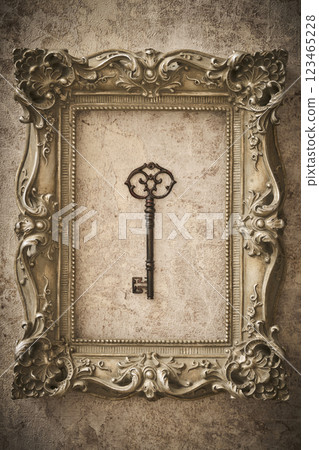 Antique frame and key 123465228