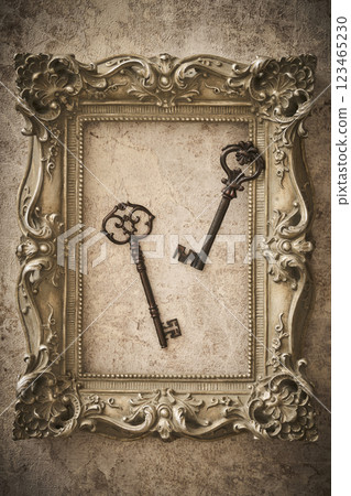 Antique frame and key 123465230