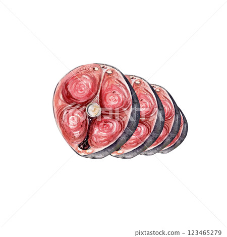 Tuna fish chopped in cross-section Tuna fish chopped in cross-section 123465279