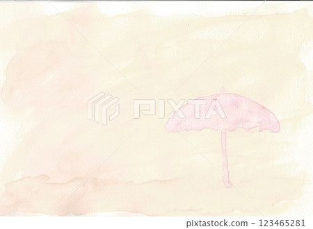 Watercolor painting of a purple umbrella on a light brown background. Watercolor painting of a purple umbrella on a light brown background. 123465281