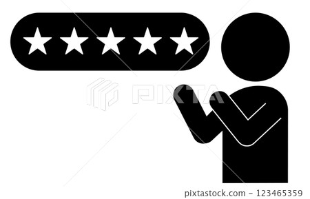 A pictogram of a person giving a positive five-star review A pictogram of a person giving a positive five-star review 123465359