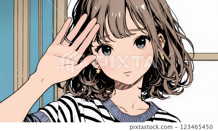 一名年輕女子將手掌朝向對方,表示拒絕 一名年輕女子將手掌朝向對方,表示拒絕 123465450