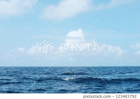 landscape of horizontal calm blue sea with wave and cloud and blue sky in bright day. Travel destination summer of ocean in Bali, Indonesia landscape of horizontal calm blue sea with wave and cloud and blue sky in bright day. Travel destination summer of ocean in Bali, Indonesia 123465792