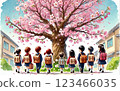 Cherry blossoms at the entrance ceremony 123466035