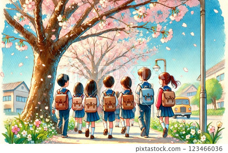 Cherry blossoms at the entrance ceremony 123466036