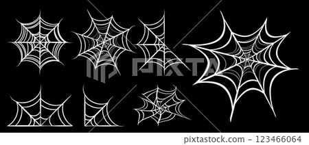 White spider web for Halloween design. Spiderweb icon. Vector illustration White spider web for Halloween design. Spiderweb icon. Vector illustration 123466064