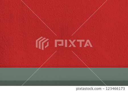 Green Floor with Red Concrete Wall Background. Green Floor with Red Concrete Wall Background. 123466173