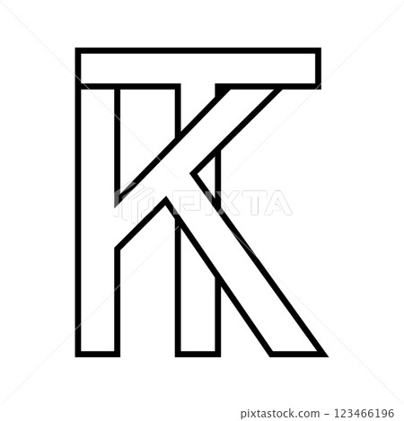 Logo sign tk kt icon, double letters logotype t k 123466196