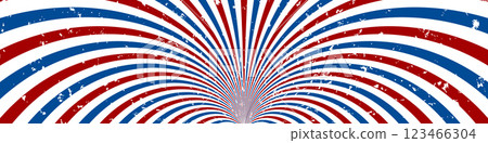 Retro sun rays with Usa colors background. Cartoon sunlight backdrop with grunge. 4th of July, American Independence Day. Vector background with stripes. Retro sun rays with Usa colors background. Cartoon sunlight backdrop with grunge. 4th of July, American Independence Day. Vector background with stripes. 123466304