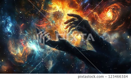 宇宙的創造者和銀河系的光輝 123466384