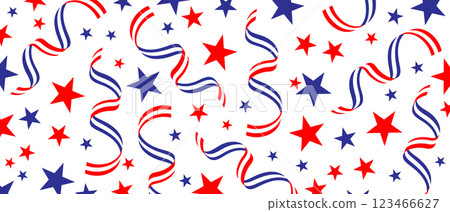 4th of July stardust scatter. American Independence Day stars background. Red blue stars confetti in USA flag colors for Independence Day. 123466627