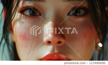 Closeup oriental skin face female beauty health natural moisturizing 123466690