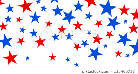 4th of July stardust scatter. American Independence Day stars background. Red blue stars confetti in USA flag colors for Independence Day. 4th of July stardust scatter. American Independence Day stars background. Red blue stars confetti in USA flag colors for Independence Day. 123466738