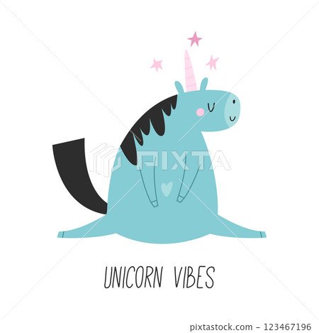 Vector illustration of cute unicorn in a childish flat style. Vector illustration of cute unicorn in a childish flat style. 123467196