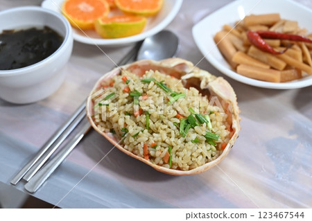 Korean food. King Crab fried rice Korean food. King Crab fried rice 123467544