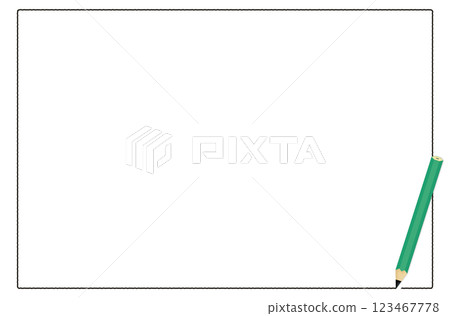 一個木製方形框架，左下角用綠色鉛筆畫了一條黑線 123467778