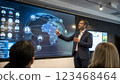 Ai tech, businessman show virtual graphic Global Internet connect Chatgpt Chat with AI 123468464
