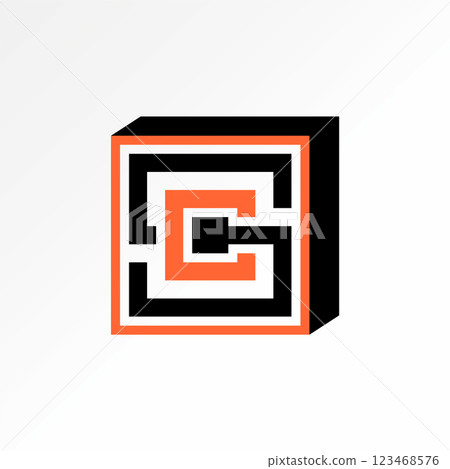 Logo design graphic concept creative premium vector stock image sell top initial SC or CS font line cut space block square monogram typography brand 123468576