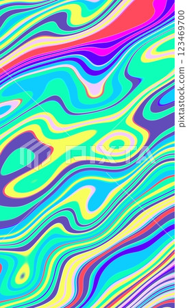 Vibrant Abstract Wave Pattern in Neon Colors for Psychedelic Design 123469700