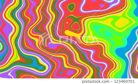 Vibrant Retro Psychedelic Wave Pattern in Multicolored Swirls for Modern Design 123469701
