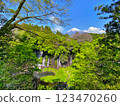 Shiraito Falls with Mt. Fuji, Japan 123470260