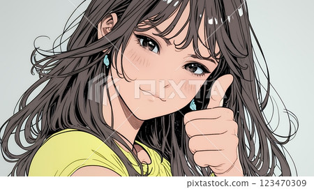 年輕女子豎起大拇指表示贊同 123470309
