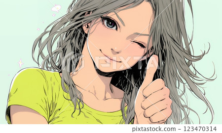 年輕女子豎起大拇指表示贊同 123470314