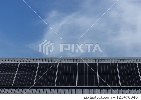 Solar power panels on the roof for green energy. Solar power panels on the roof for green energy. 123470346