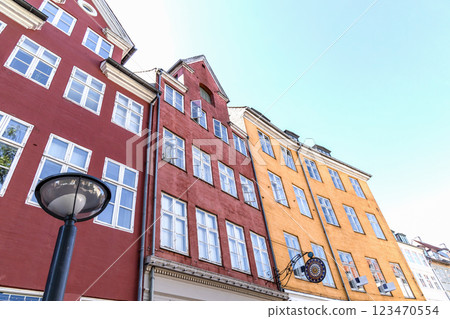 Traditional old houses on the street in Copenhagen. Traditional old houses on the street in Copenhagen. 123470554