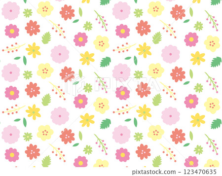 春天般的花朵圖案插圖 123470635