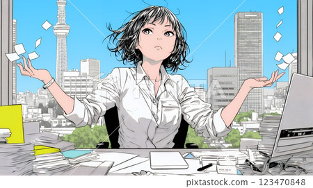 A woman who has failed at work and is at a loss 123470848