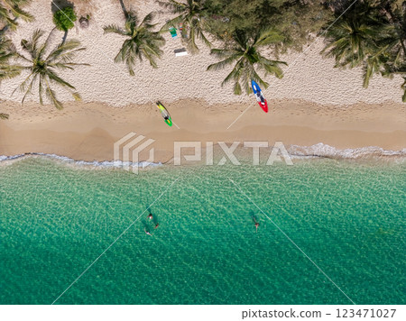 Top view aerial image from drone of an stunning beautiful sea landscape beach  123471027