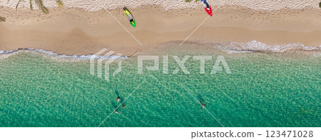 Top view aerial image from drone of an stunning beautiful sea landscape beach  123471028