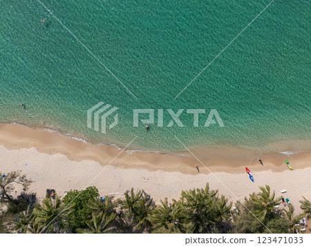 Top view aerial image from drone of an stunning beautiful sea landscape beach  123471033